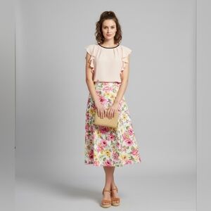 Elle peach ruffled sleeve top